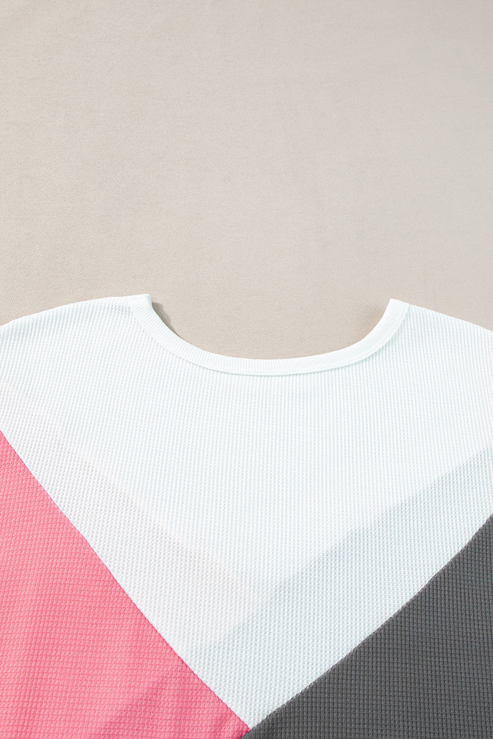 Colourblock Waffle Knit Half Sleeve T Shirt | Strawberry Pink