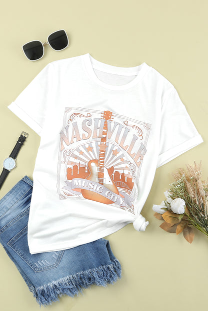 Music City Nashville Graphic T Shirt | White