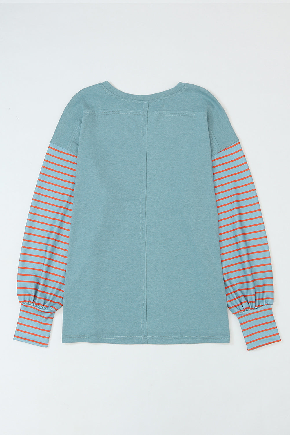 Colourblock Striped Bishop Sleeve Top | Green