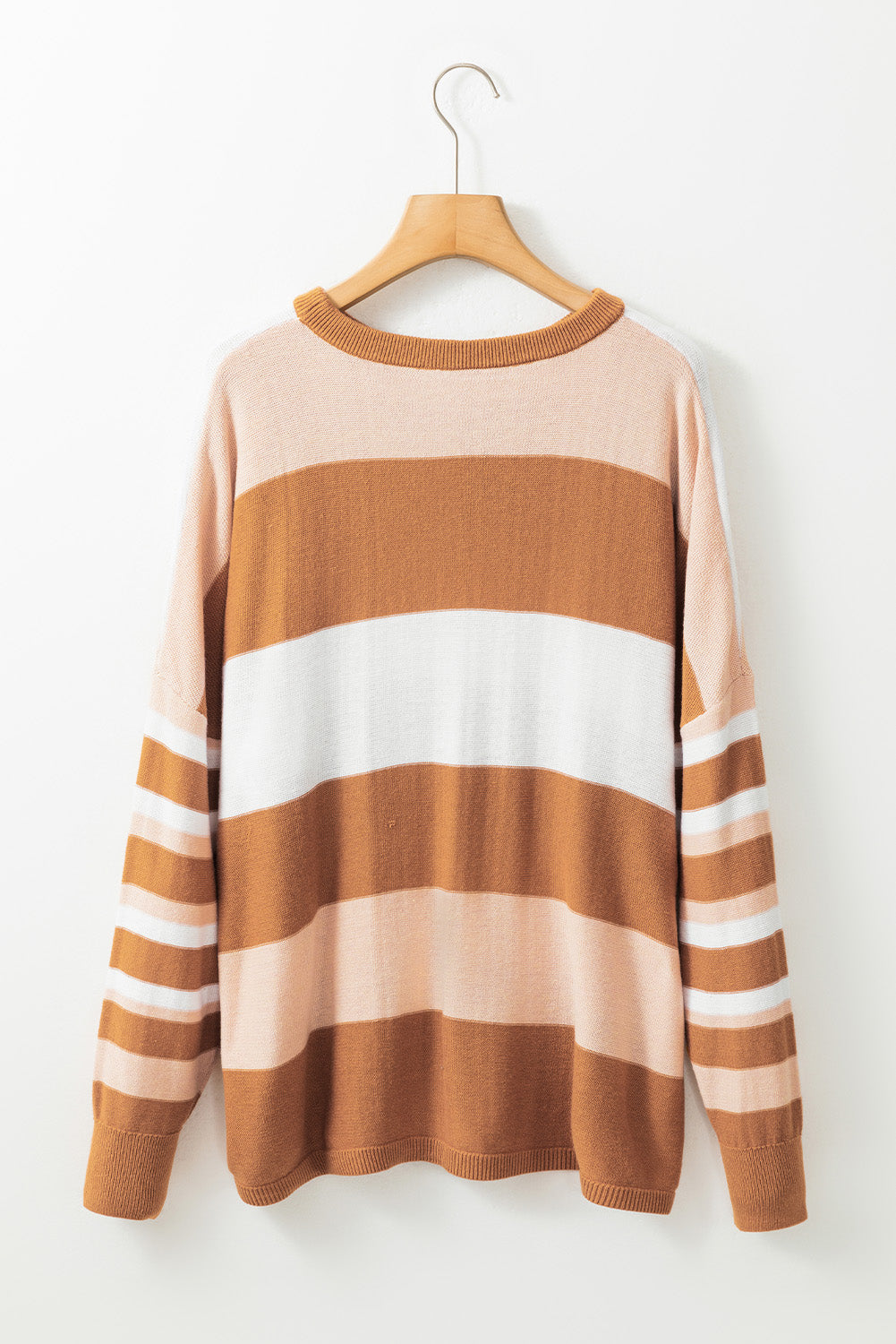 Striped Knit Drop Shoulder Loose Sweater | Multicolour