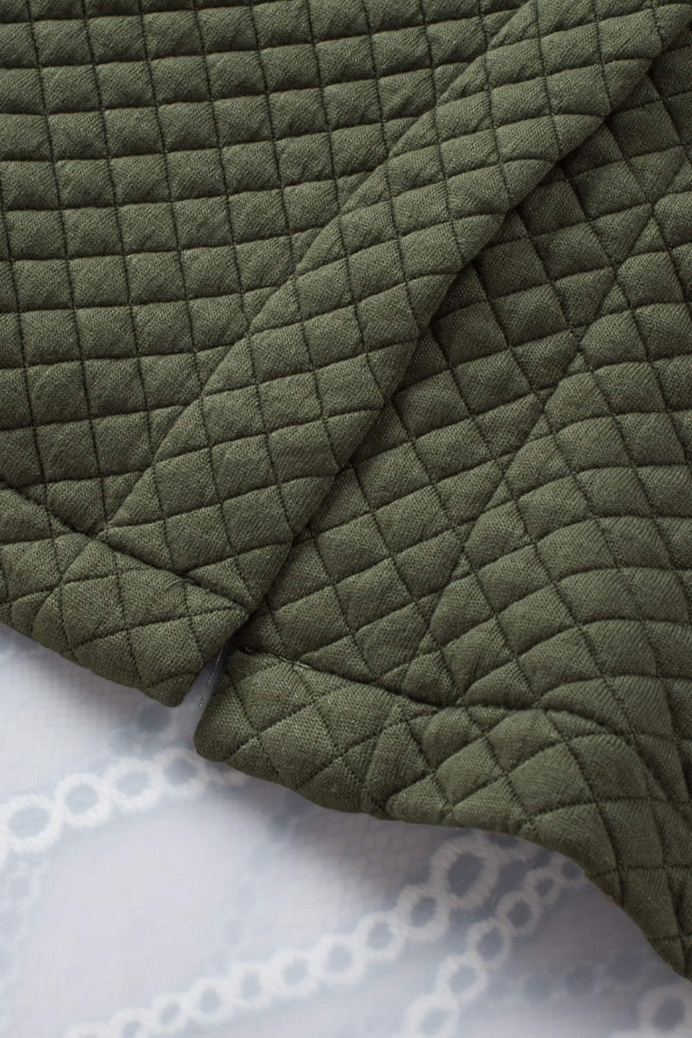 Retro Quilted Flap Pocket Button Shacket | Green