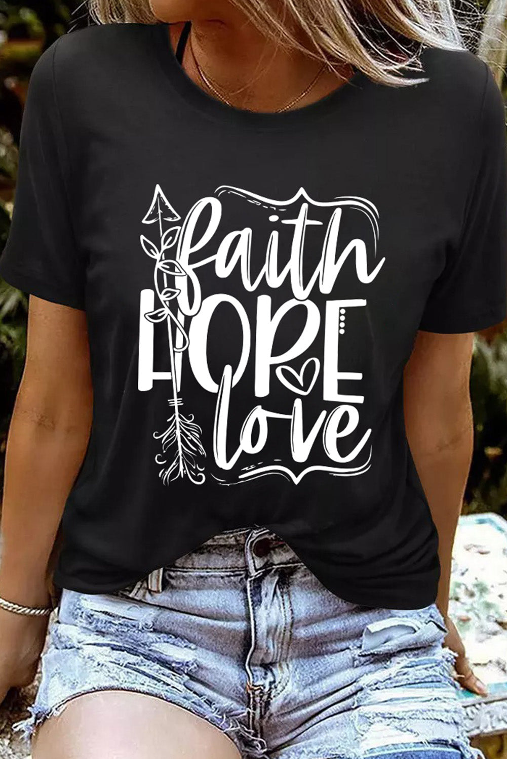 Faith Hope Love Graphic T Shirt | Black