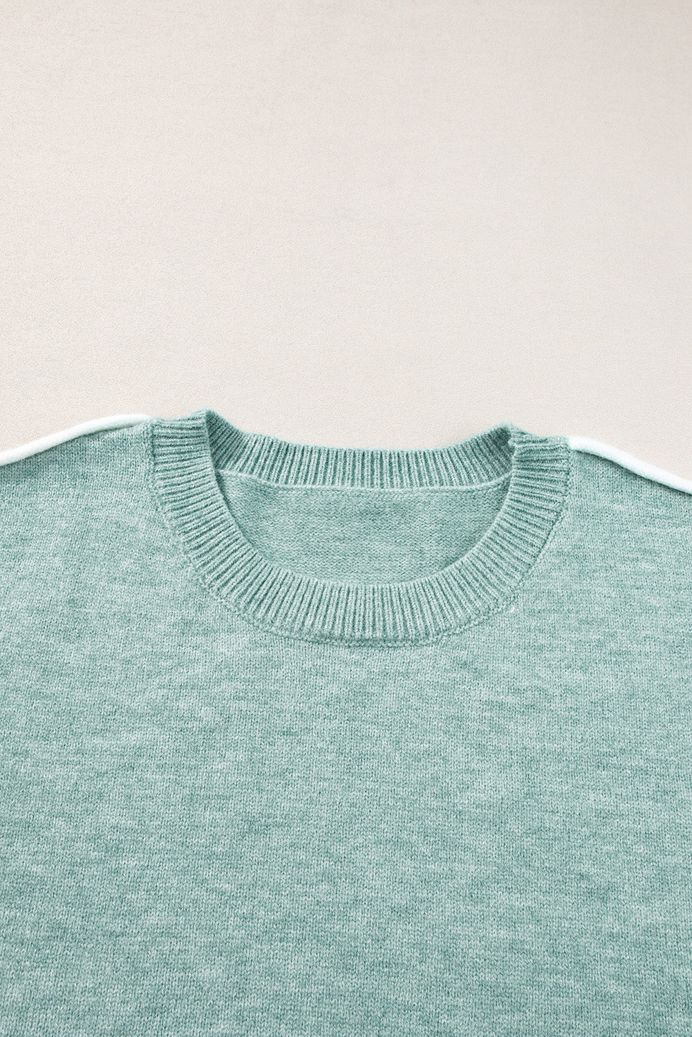 Colourblock Contrasting Edge Crewneck Sweater | Moonlight Jade