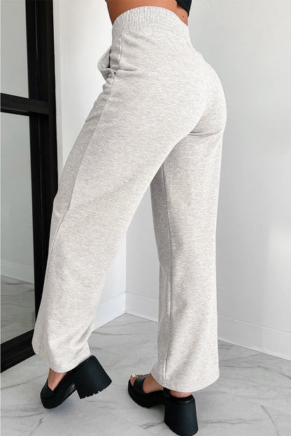 Cross-Waist Wide Leg Lounge Pants | Light Grey