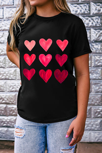 Valentine'S Day Heart Graphic Tee | Black