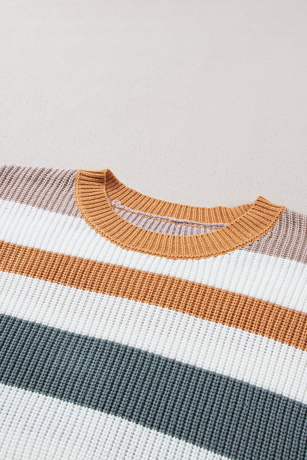 Classic Round Neck Colourblock Knit Sweater | Camel