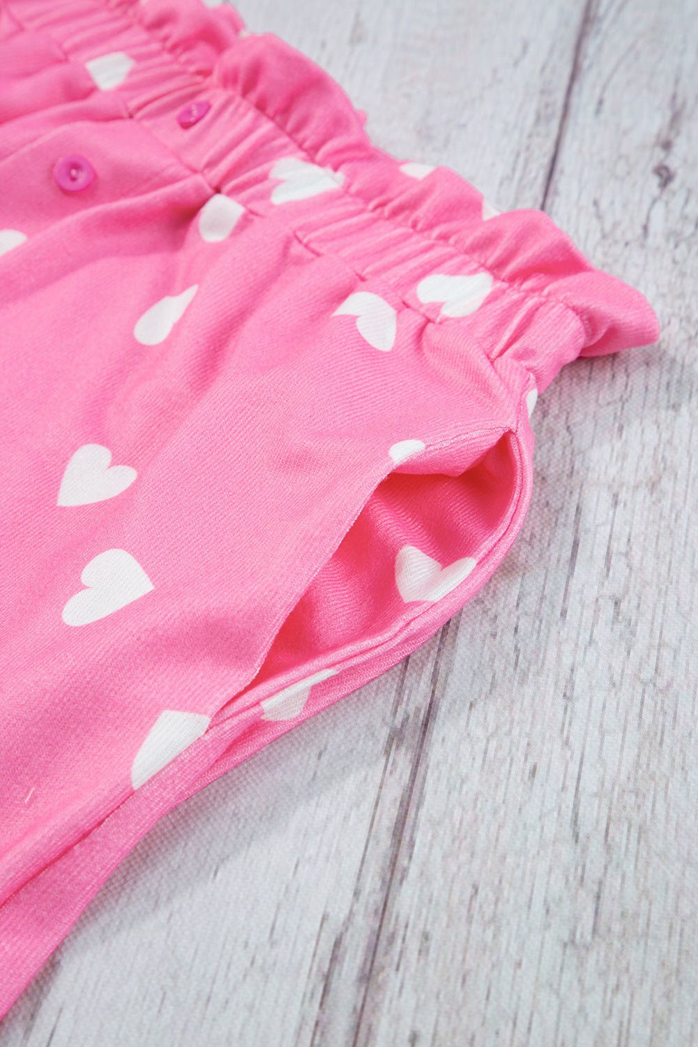 Valentine Heart Print Long Sleeve Tee And Shorts Lounge Set | Pink