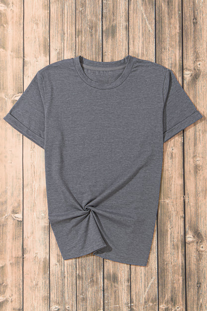 Casual Plain Crew Neck Tee | Gray