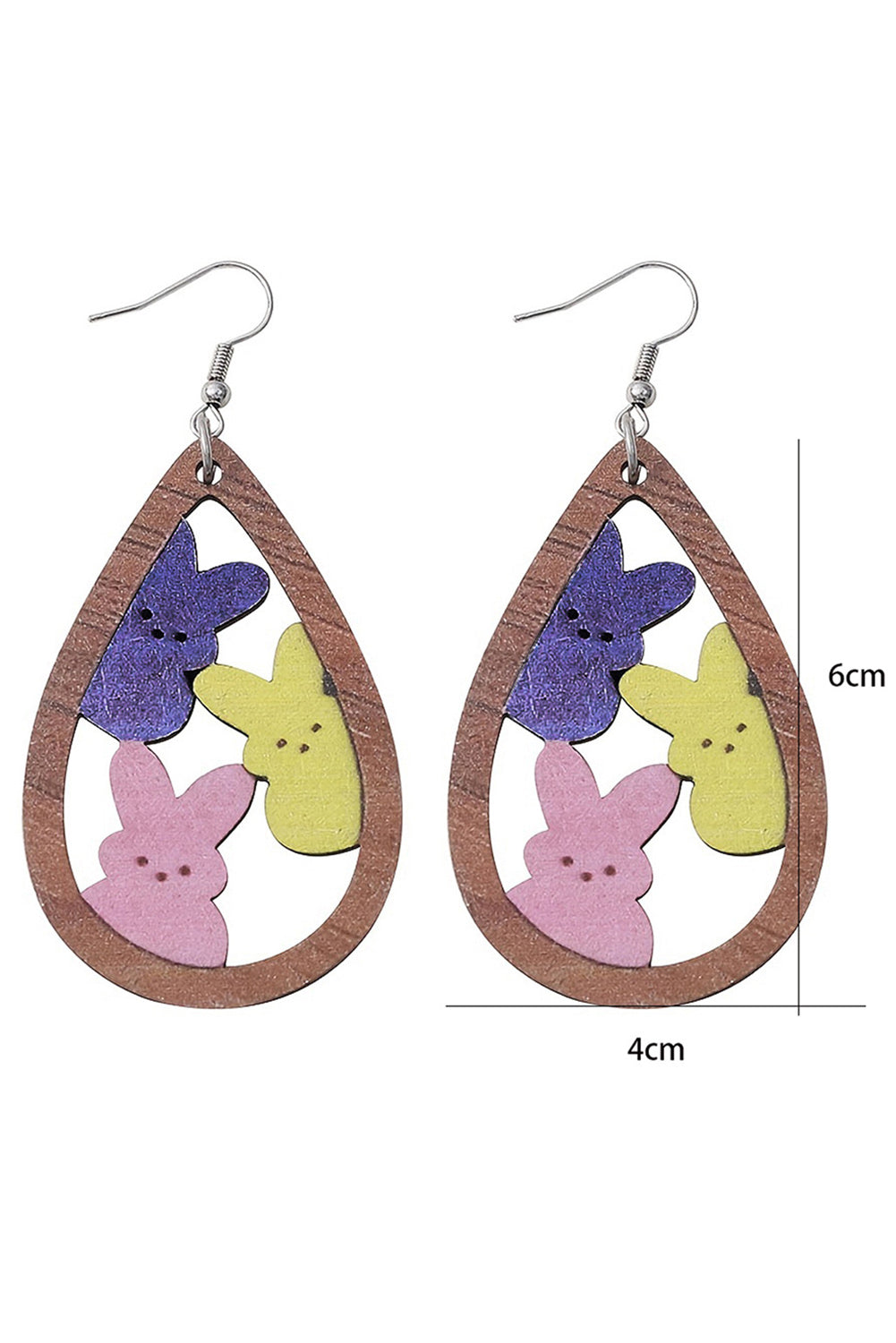 Waterdrop Shape Easter Bunny Hook Earrings | Brown