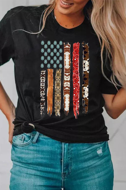 Western American Flag Graphic Tee | Black