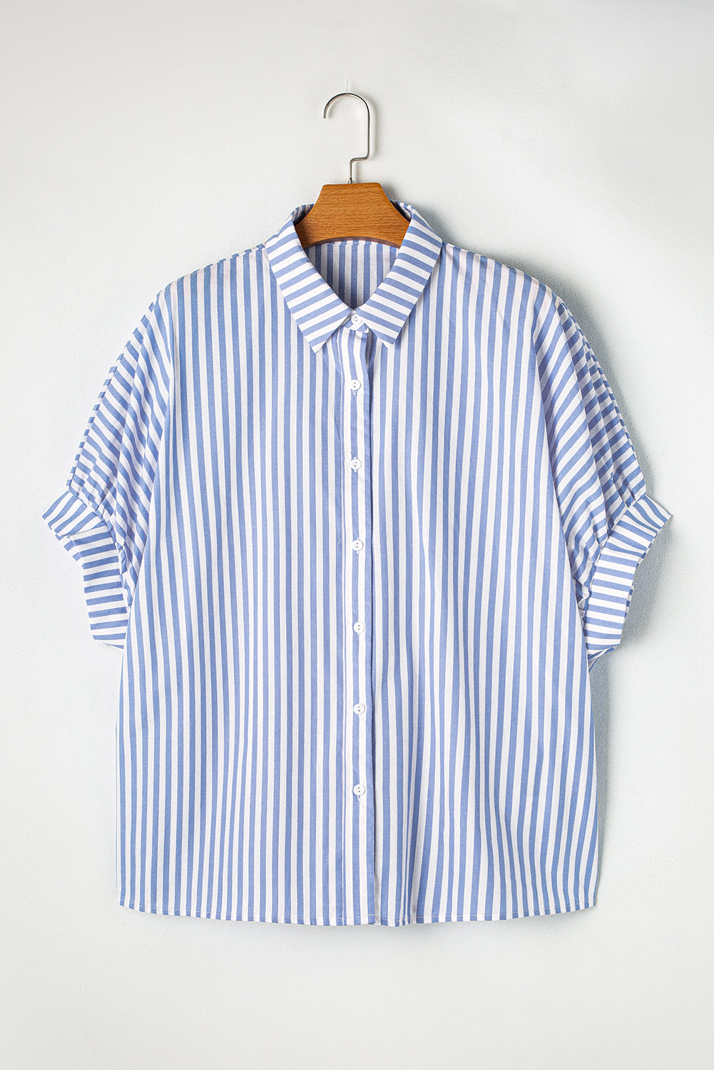 Dolman Sleeve Oversize Shirt | Sky Blue Stripe