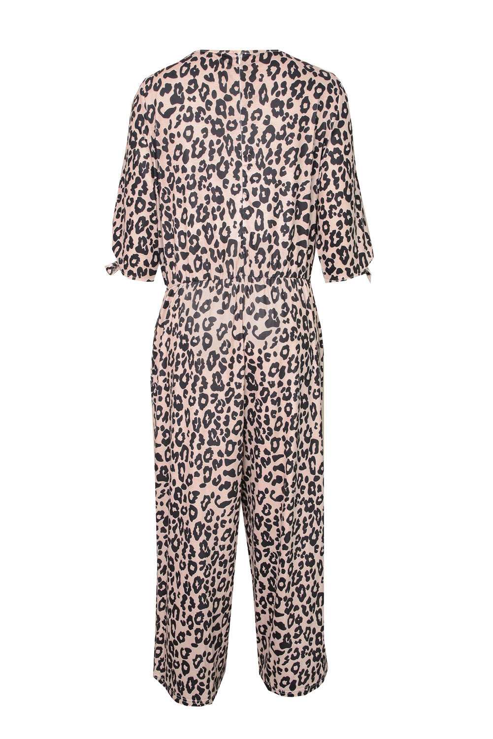 Print Cut-Out Half Sleeve Plus Size Jumpsuit | Leopard