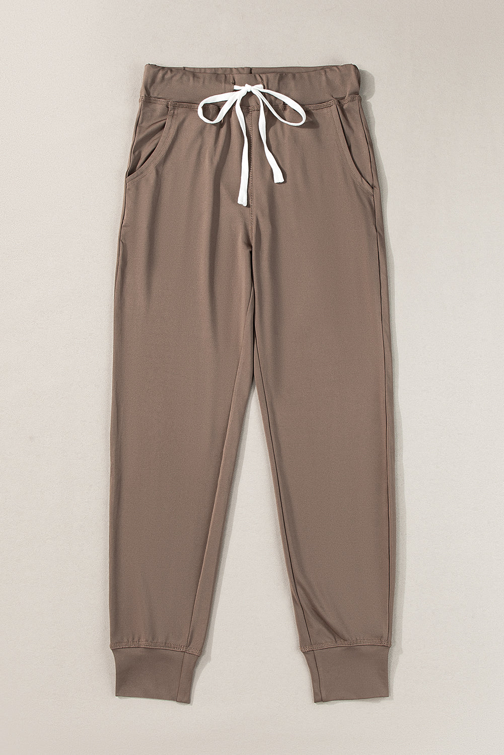 Drawstring Waist Pocketed Joggers | Dark Brown