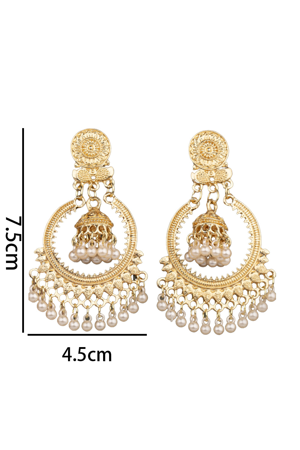 Boho Pearl Tasseled Plated Alloy Dangle Earrings | Gold