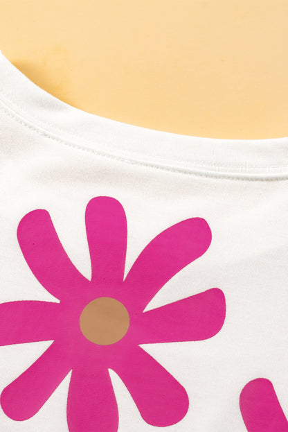 Daisy Flower Printed Casual T Shirt | White