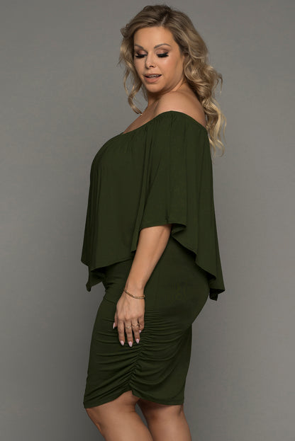 Plus Size Dressing Layered Army  Mini Poncho Dress | Green