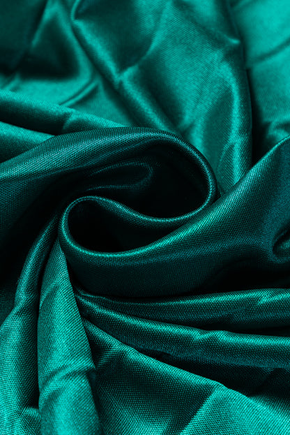 Satin Elastic Waist Pleated Maxi Skirt | Blackish Green