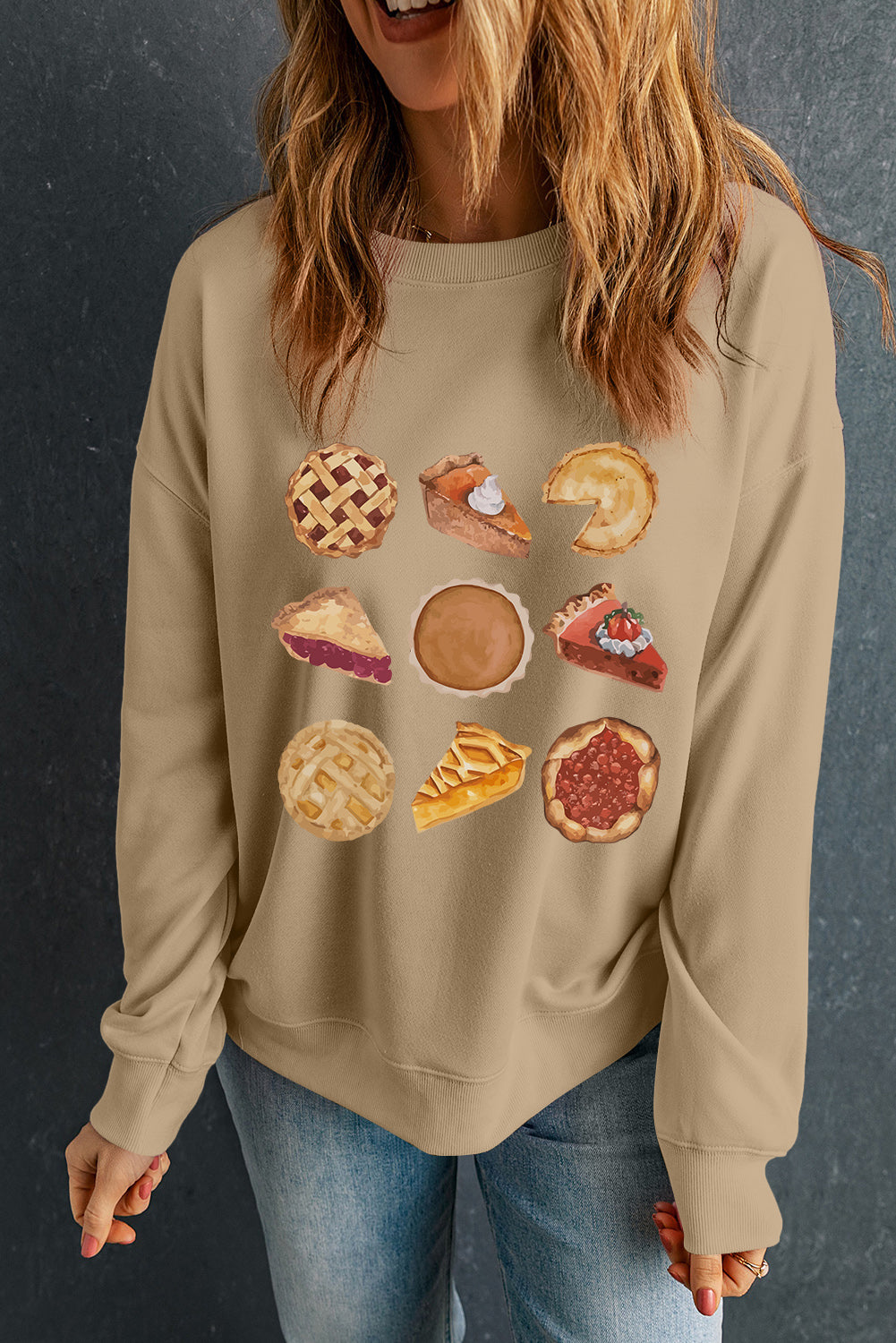 Thanksgiving Dessert Graphic Pullover Sweatshirt | Khaki