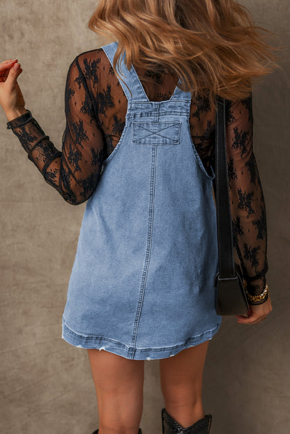 Pocketed Adjustable Straps Denim Overall Dress | Dusk Blue