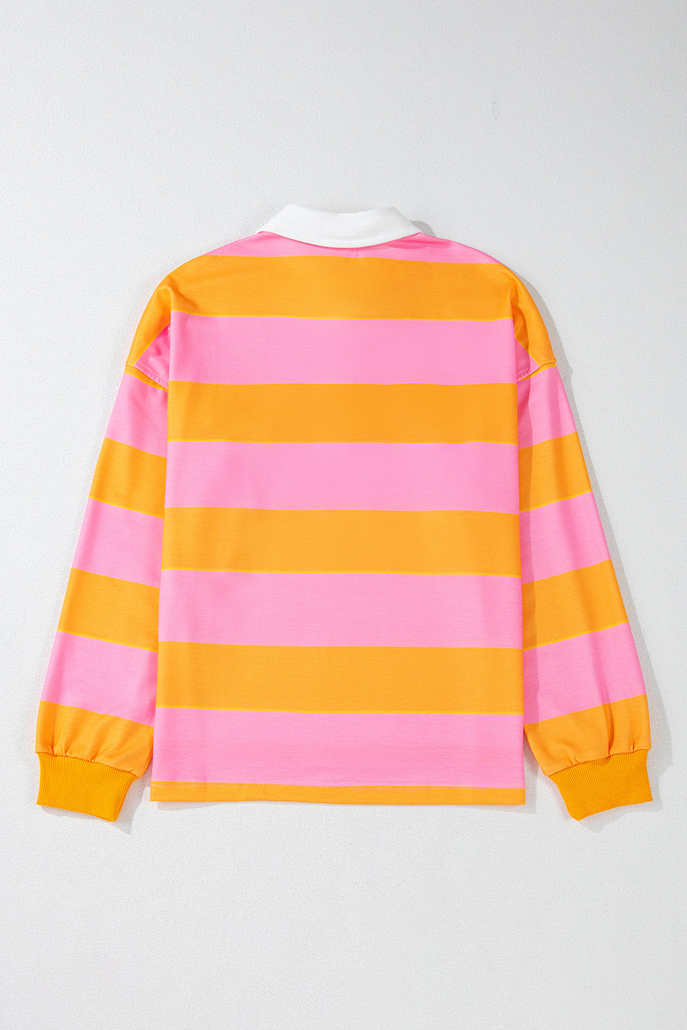 Colour Block Polo Collar Sweatshirt | Yellow Stripe