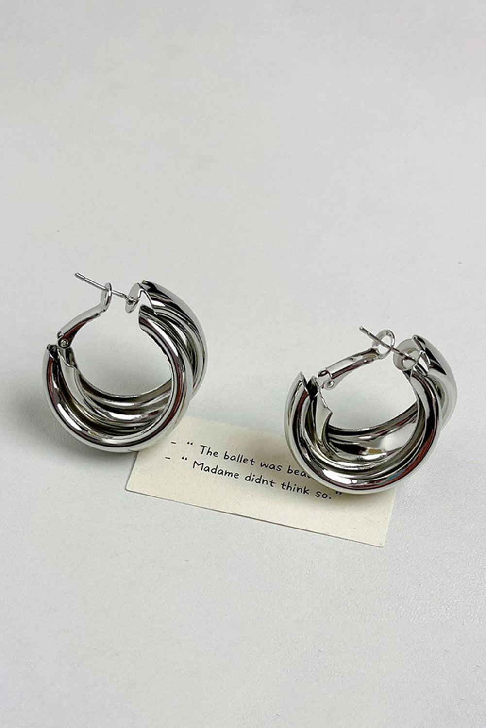 Layered Hoop Studded Earrings | Silvery