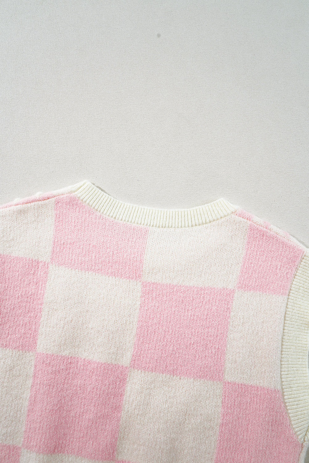 Preppy Bow Detail Checkered Sweater Vest | Pink