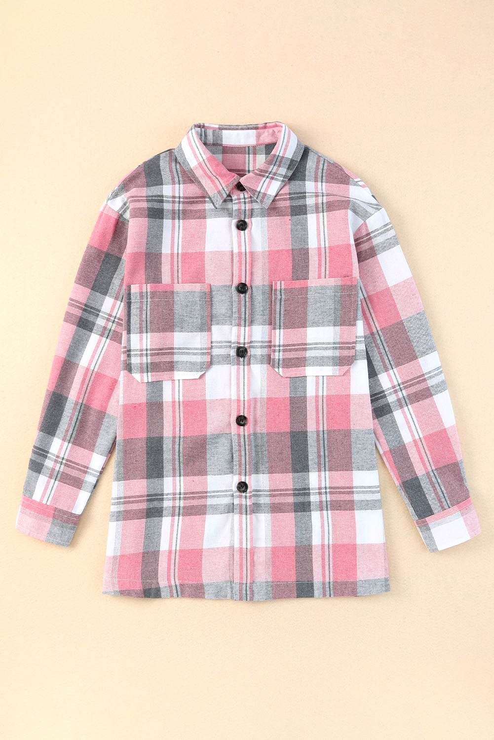 Plaid Button Up Patch Pocket Shirt | Pink