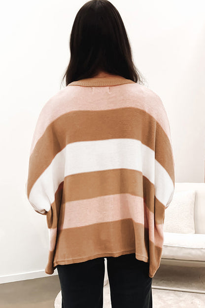 Striped Knit Drop Shoulder Loose Sweater | Multicolour