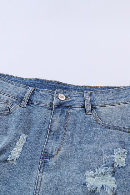 Vintage Faded And Distressed Denim Shorts | Sky Blue