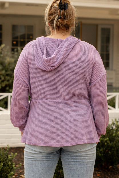 Plus Size Hooded Waffle Knit Top | Pink