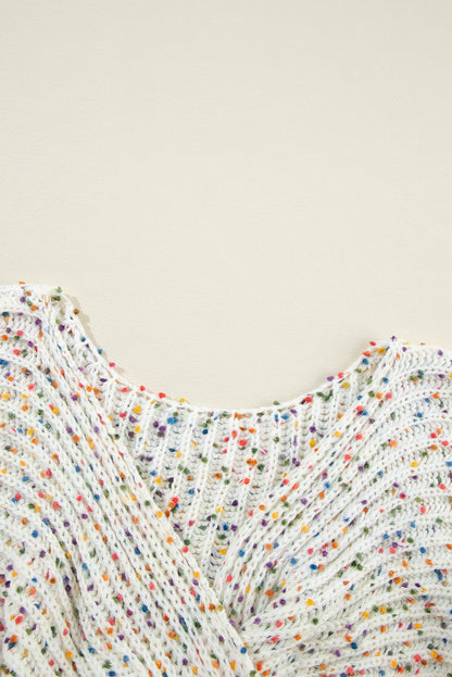 Confetti Reversible Twist Sweater | White