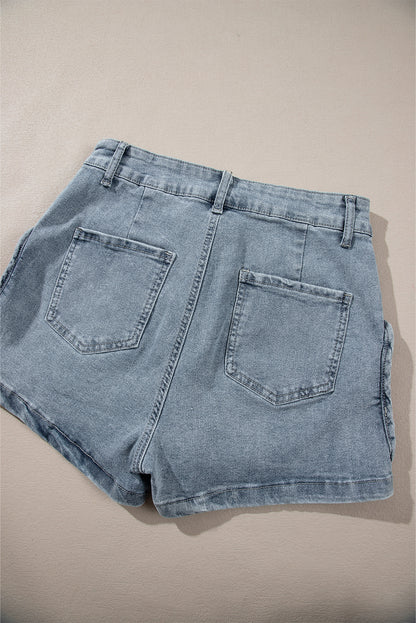 Studded Acid Wash Jean Shorts | Dusk Blue