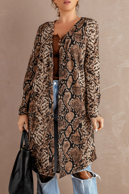 Snake Print Long Cardigan