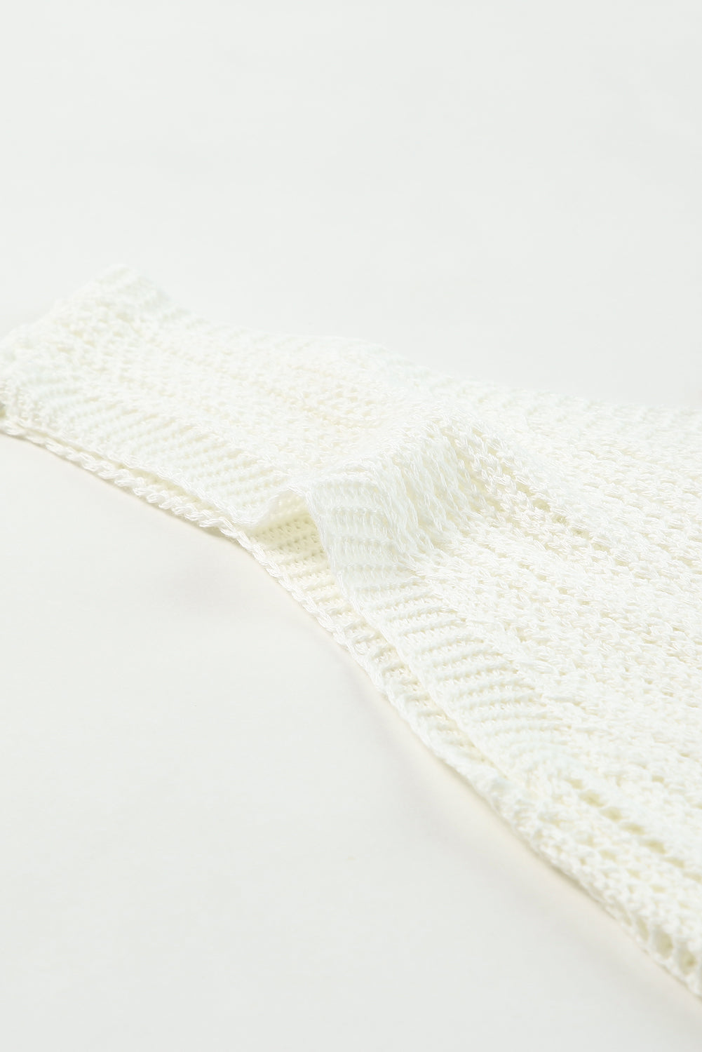 Hollowed Knit V Neck Tank Top | White