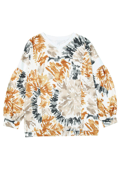 Plus Size Tie Dye V Neck Sweatshirt | Multicolour