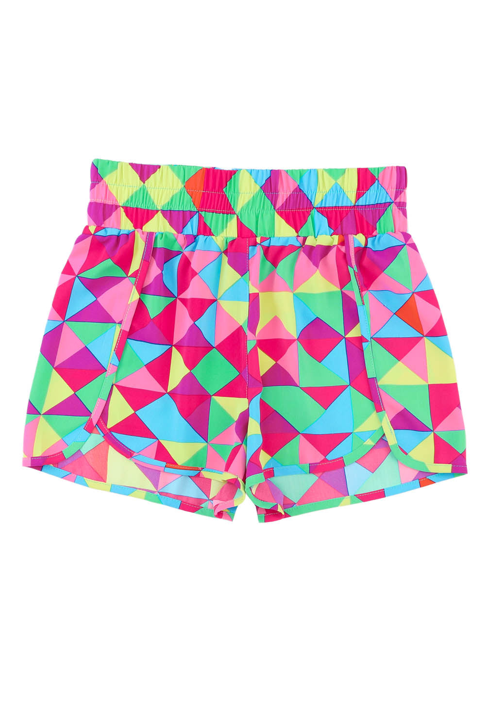 Geometric High Waisted Athletic Shorts | Multicolour