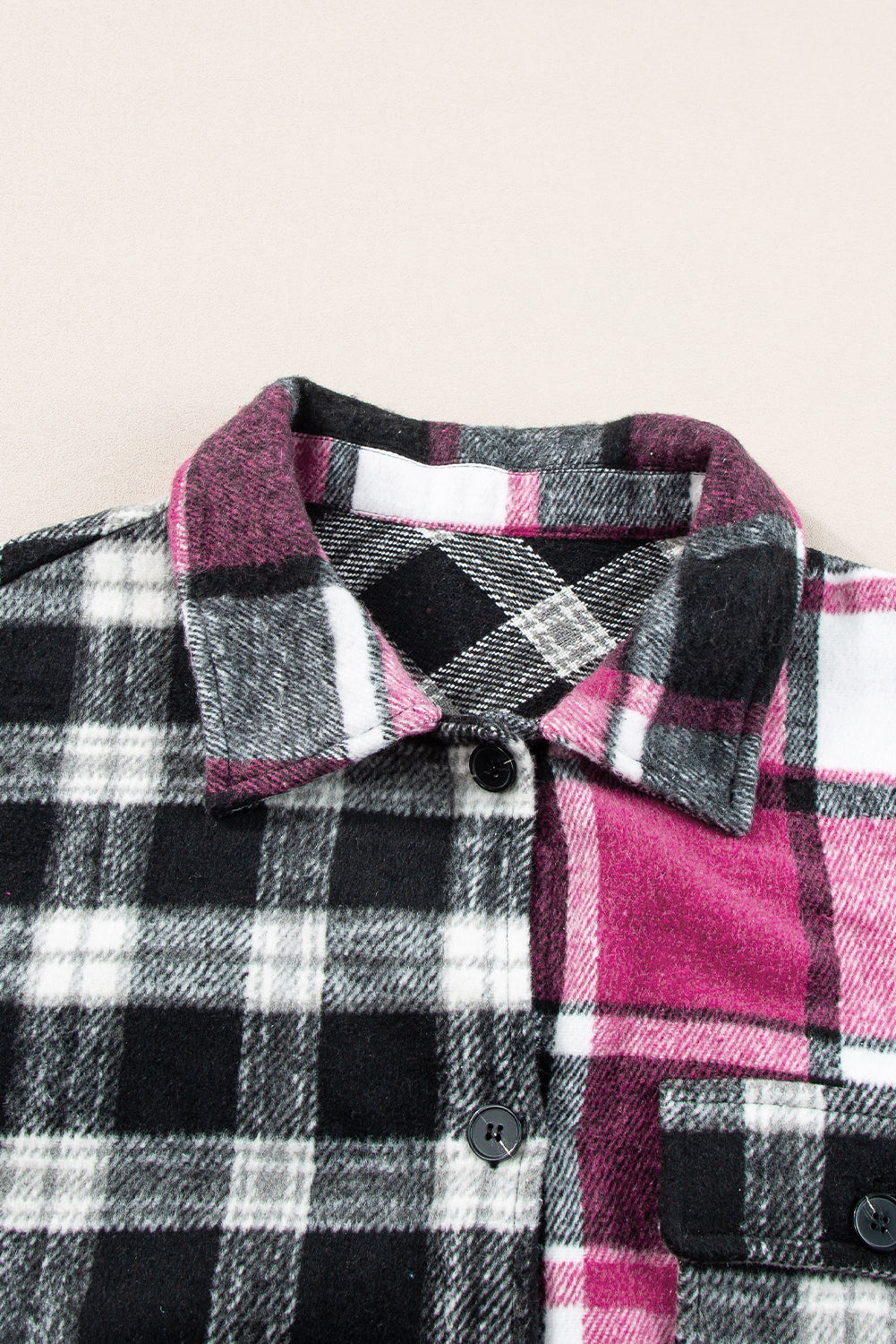 Plaid Colourblock Loose Shacket | Black