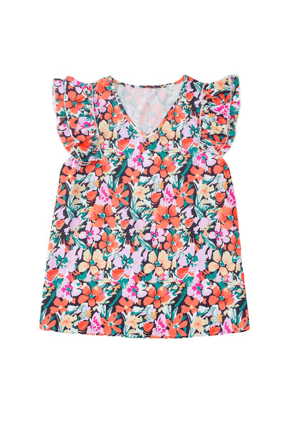 Tiered Ruffled Sleeve Floral Blouse | Multicolour