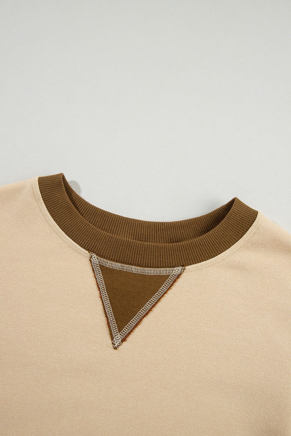 Colour Block Thumbhole Sleeve Drop Shoulder Sweatshirt | Apricot