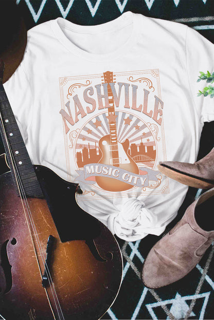 Music City Nashville Graphic T Shirt | White