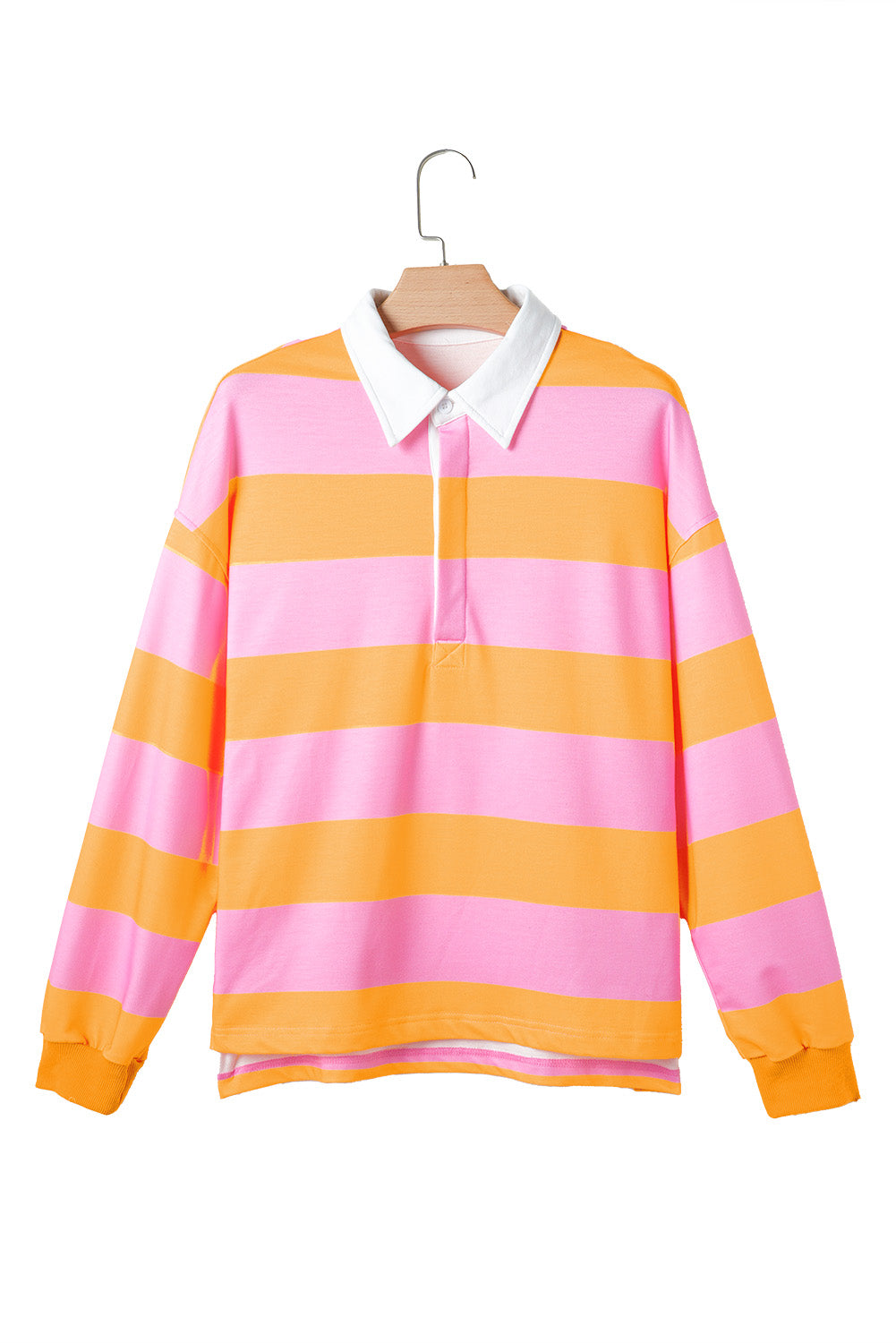 Colour Block Polo Collar Sweatshirt | Yellow Stripe