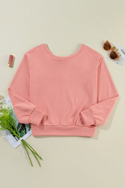 Bowknot Dewback Round Neck Sweatshirt | Pale Chestnut