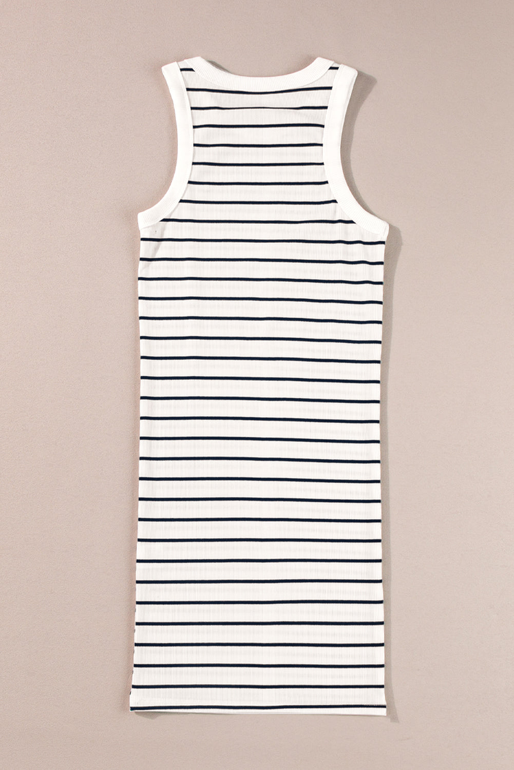 Ribbed Knit Tank Mini Dress | White Stripe