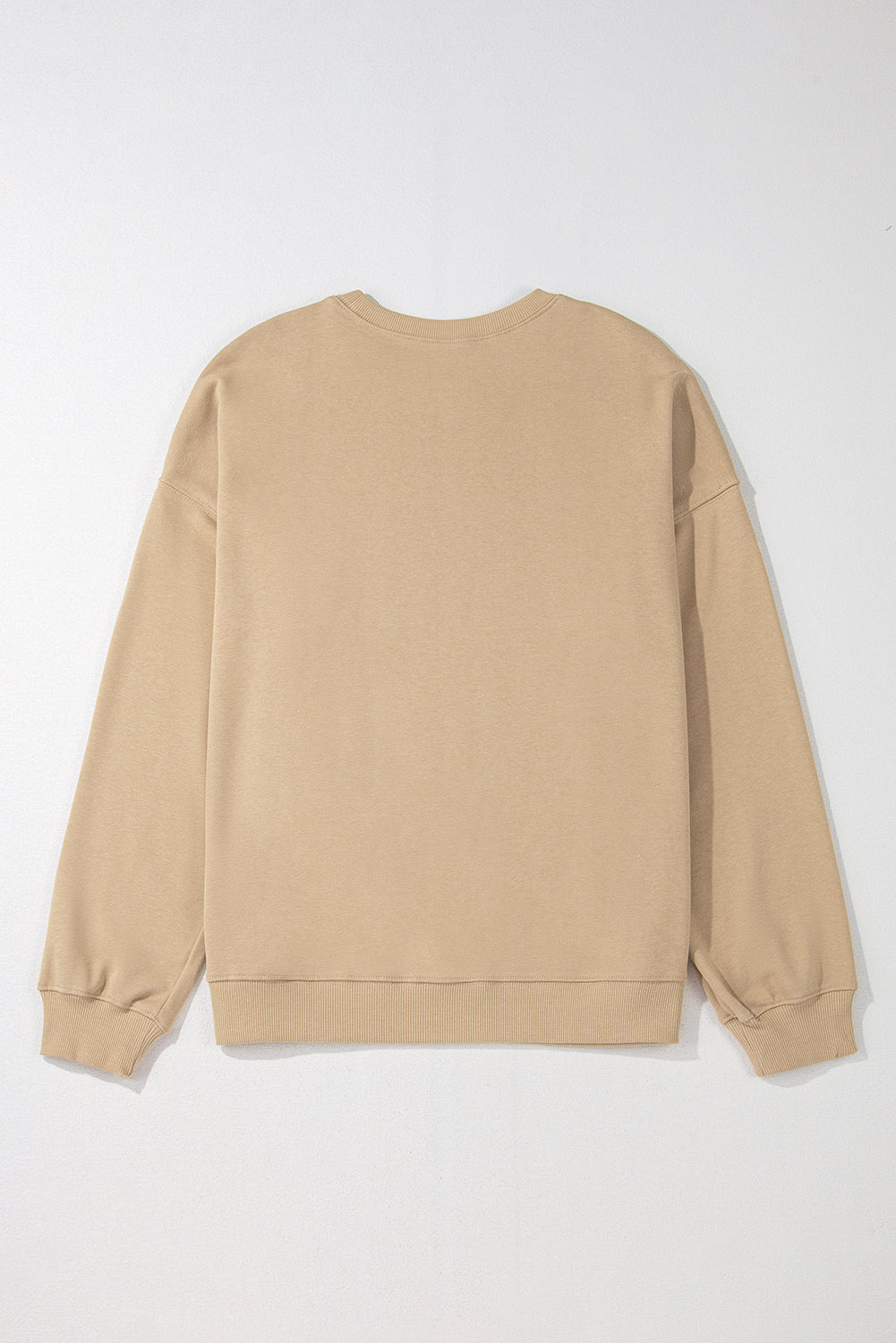 Solid Crew Neck Drop Shoulder Plus Size Sweatshirt | Apricot