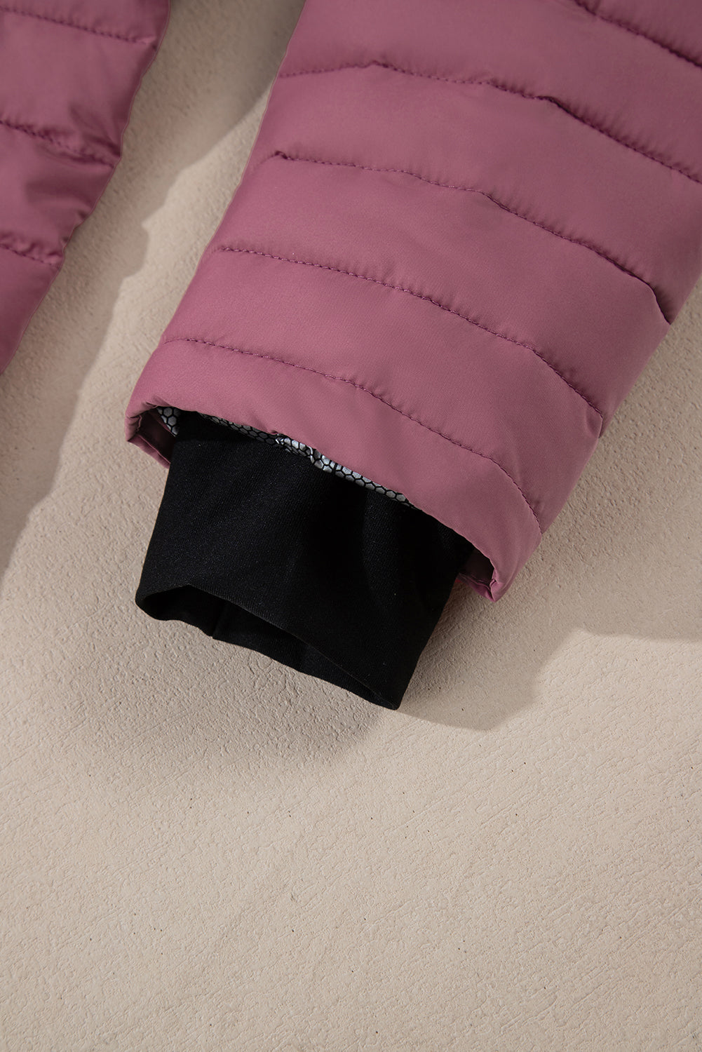 Solid Colour Quilted Zip-Up Puffer Jacket | Burgundy