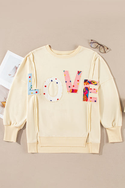 Love Patch Graphic Oversized Sweatshirt | Apricot