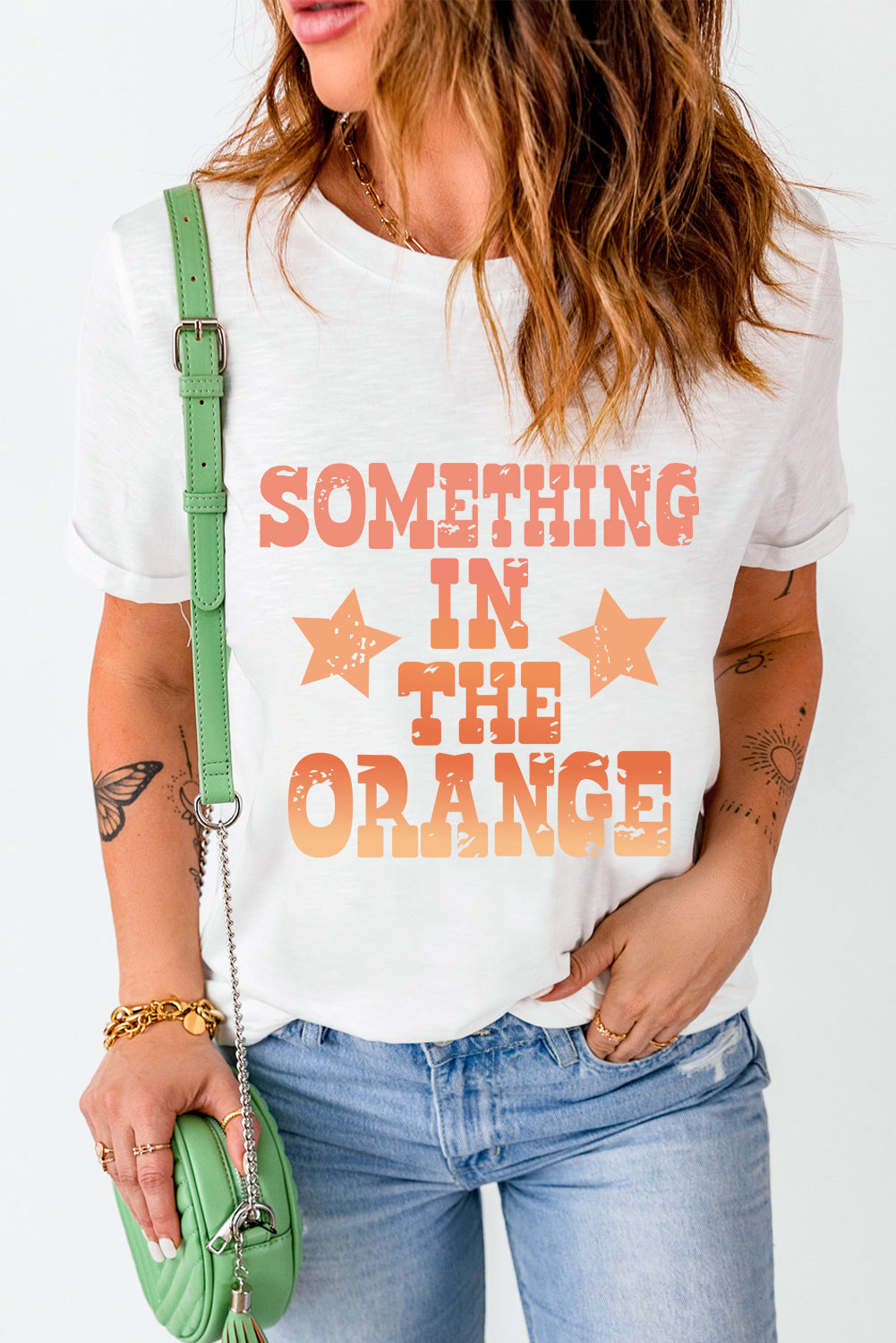 Something In The Orange Graphic Crew Neck T Shirt | White