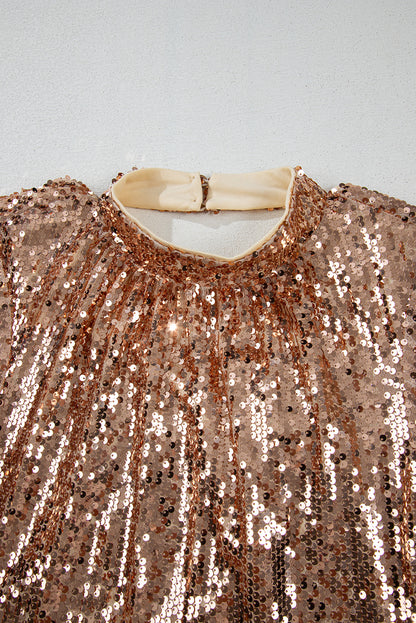 Sequined Long Sleeve Cutout Back Mini Dress | Gold