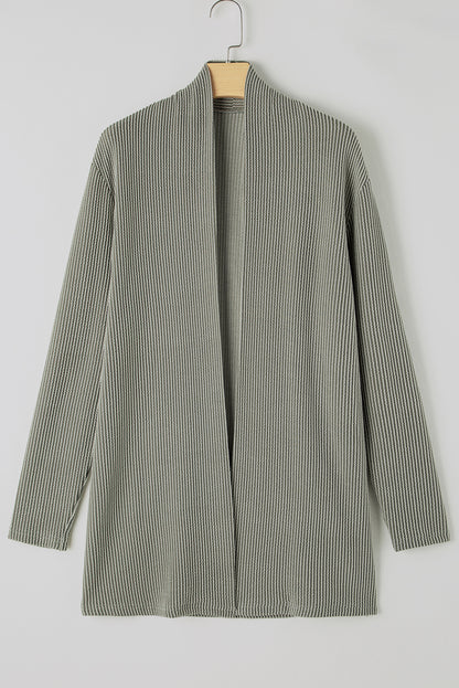 Corded Open Front Knit Cardigan | Moss Green