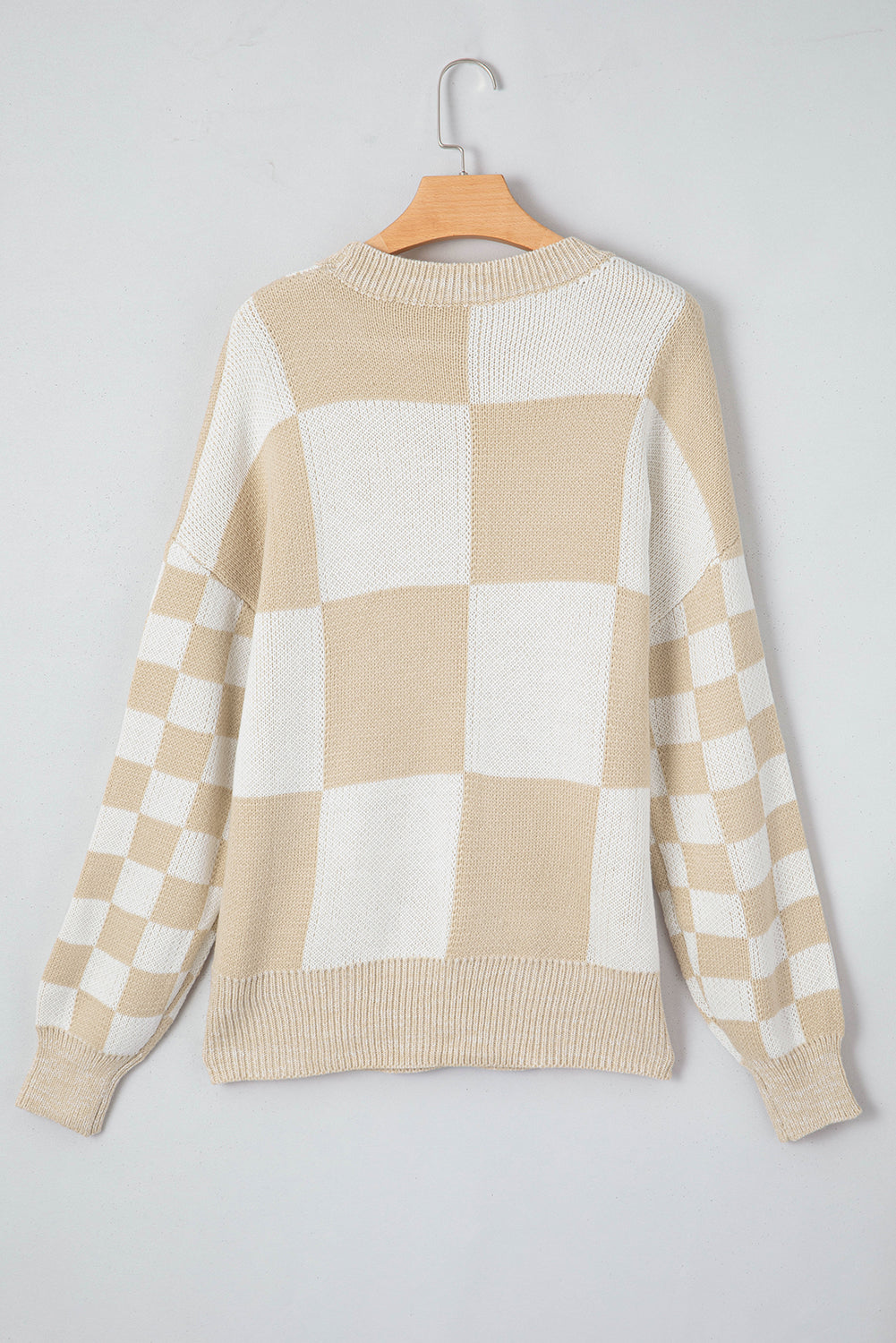 Checkered Print Drop Shoulder Sweater | Flaxen